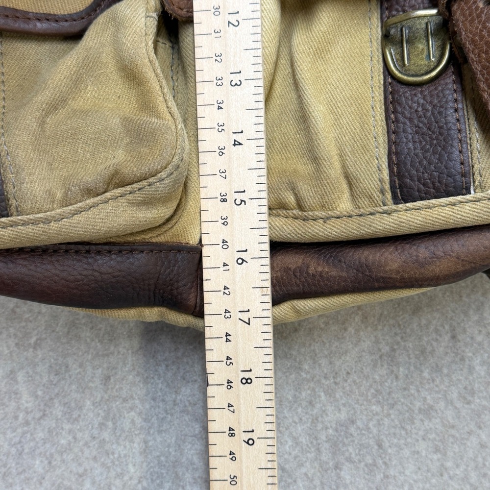 Vintage LL Bean Continental Rucksack Waxed Canvas Leather Backpack Tan Brown 90s - Picture 16 of 16